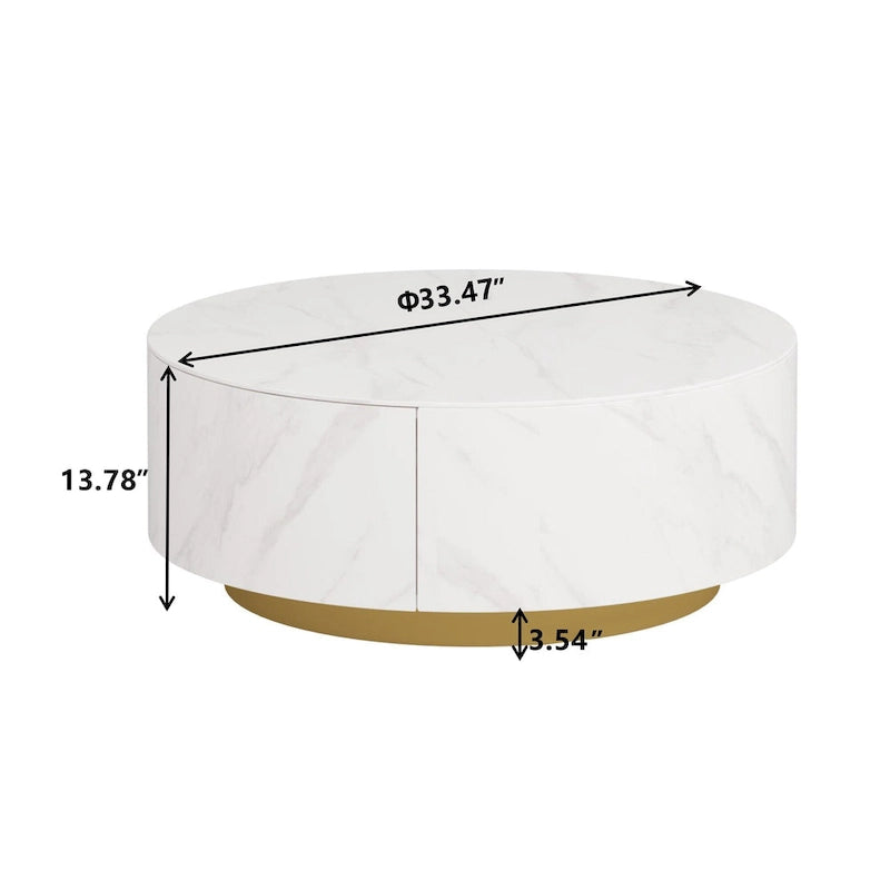 Trapeziumvormige Marmeren Salontafel met Laden