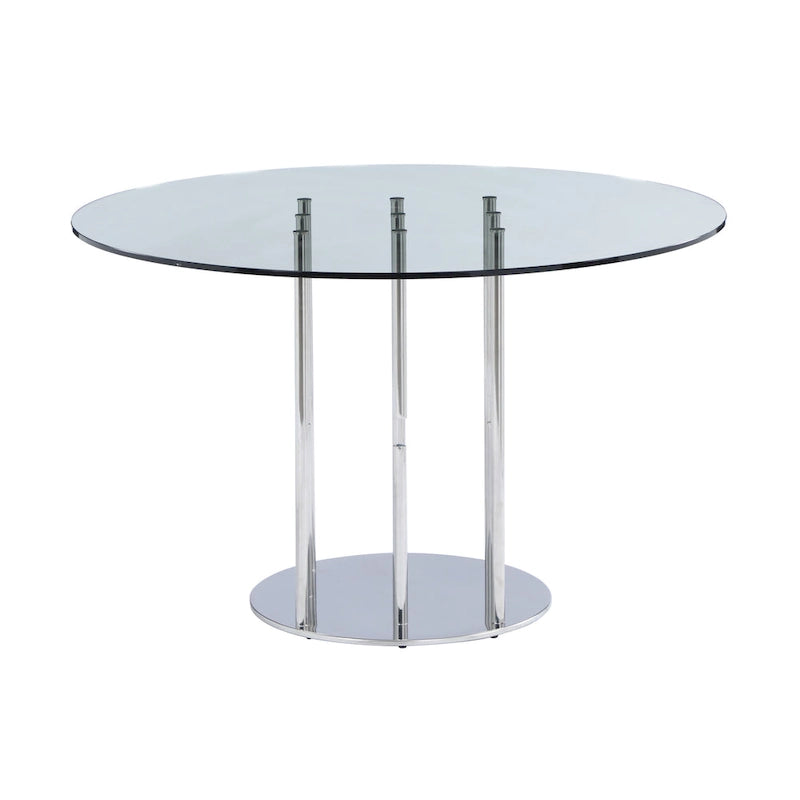 Ronde glazen eettafel - Grijs
