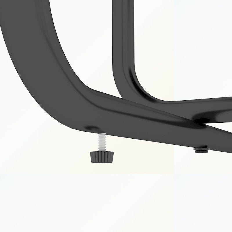 Rechthoekige eettafel met metalen frame en gehard glazen blad