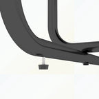 Rechthoekige eettafel met metalen frame en gehard glazen blad