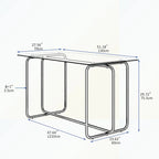 Rechthoekige eettafel met metalen frame en gehard glazen blad