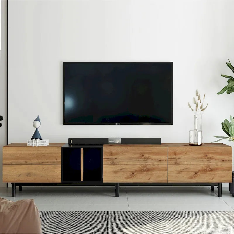 TV-meubel met 3 klapdeuren en grote opbergkast voor tv's tot 80 inch