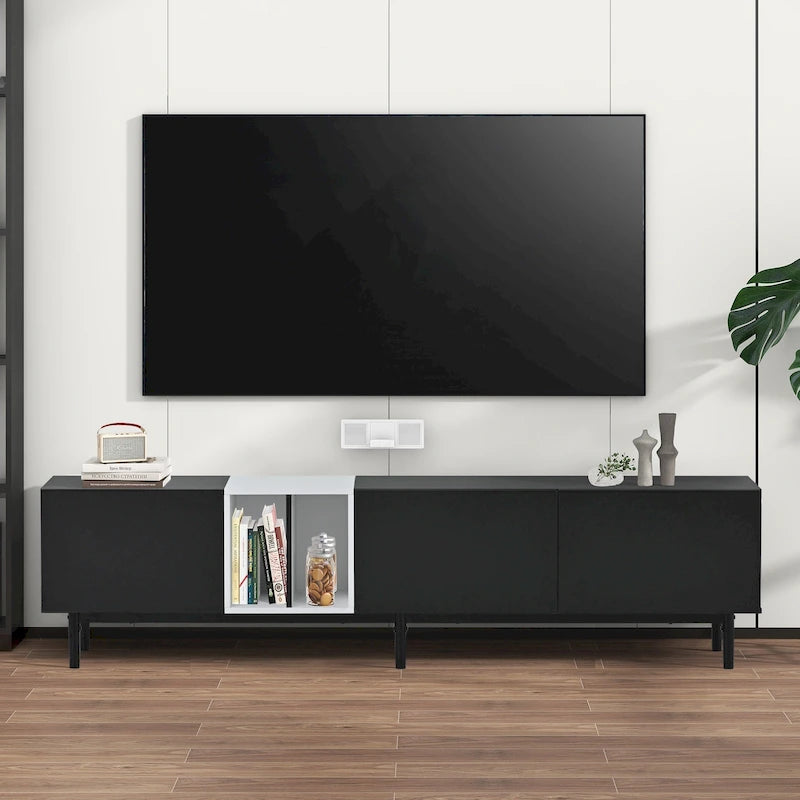 TV-meubel met 3 klapdeuren en grote opbergkast voor tv's tot 80 inch