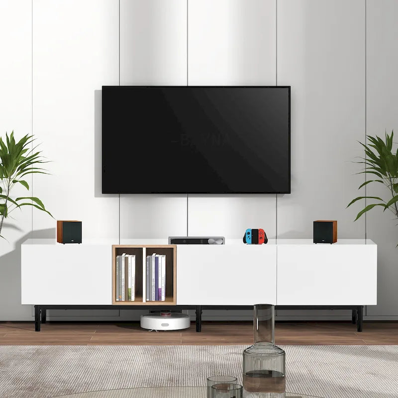 TV-meubel met 3 klapdeuren en grote opbergkast voor tv's tot 80 inch