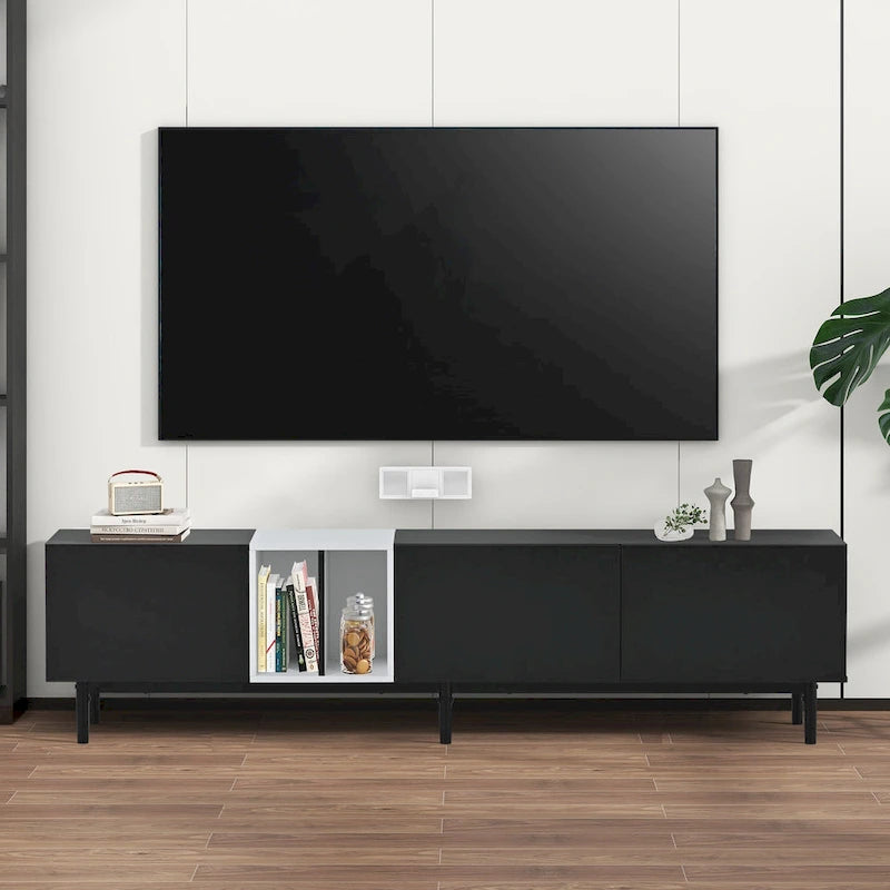 TV-meubel met 3 klapdeuren en grote opbergkast voor tv's tot 80 inch