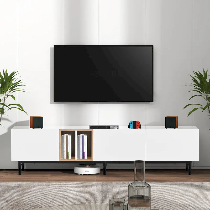 TV-meubel met 3 klapdeuren en grote opbergkast voor tv's tot 80 inch