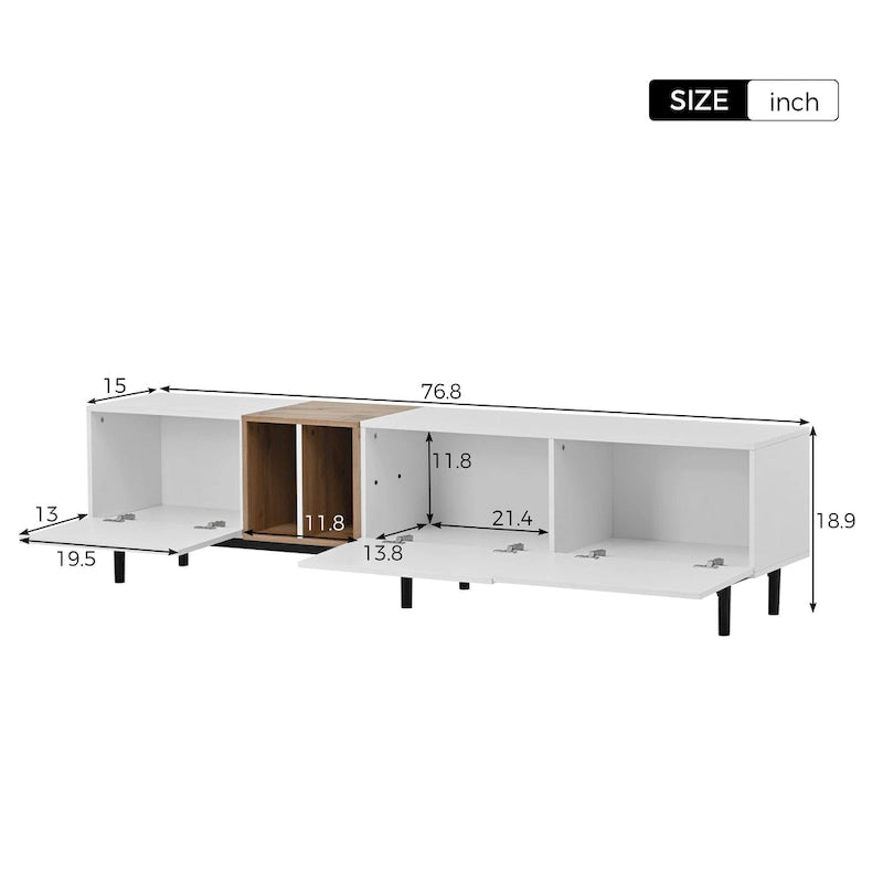 TV-meubel met 3 klapdeuren en grote opbergkast voor tv's tot 80 inch