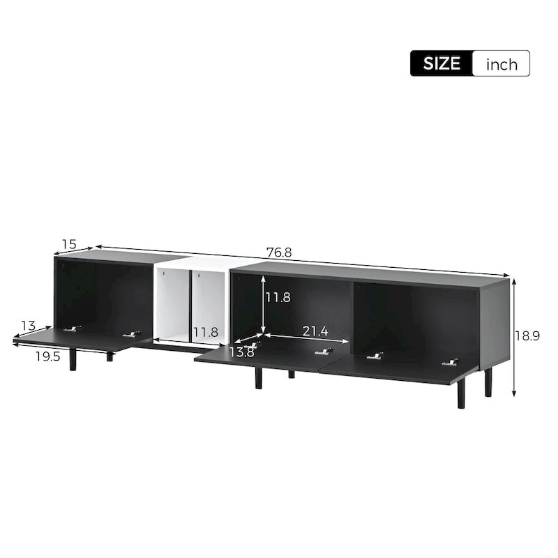 TV-meubel met 3 klapdeuren en grote opbergkast voor tv's tot 80 inch