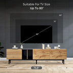 TV-meubel met 3 klapdeuren en grote opbergkast voor tv's tot 80 inch