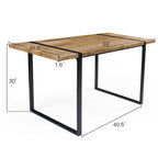 Rechthoekig bureau met houten blad en metalen onderstel