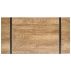 Rechthoekig bureau met houten blad en metalen onderstel