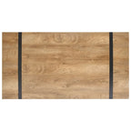 Rechthoekig bureau met houten blad en metalen onderstel