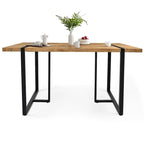 Rechthoekig bureau met houten blad en metalen onderstel