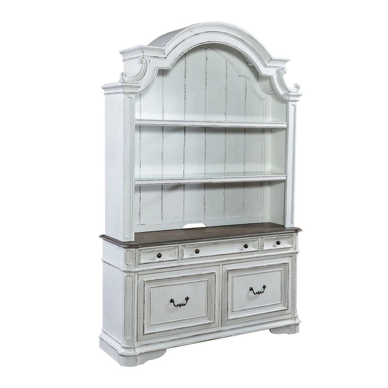 Antiek witte credenza en buffetkast