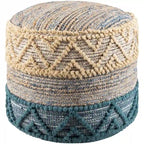 Boheemse Jute & Denim Cilinder Poef