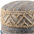 Boheemse Jute & Denim Cilinder Poef