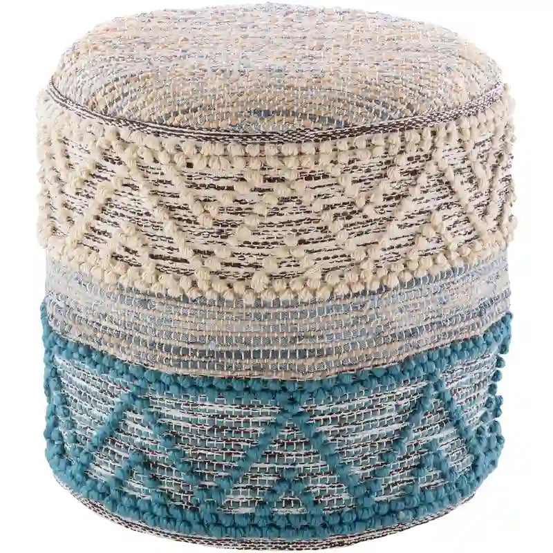 Boheemse Jute & Denim Cilinder Poef