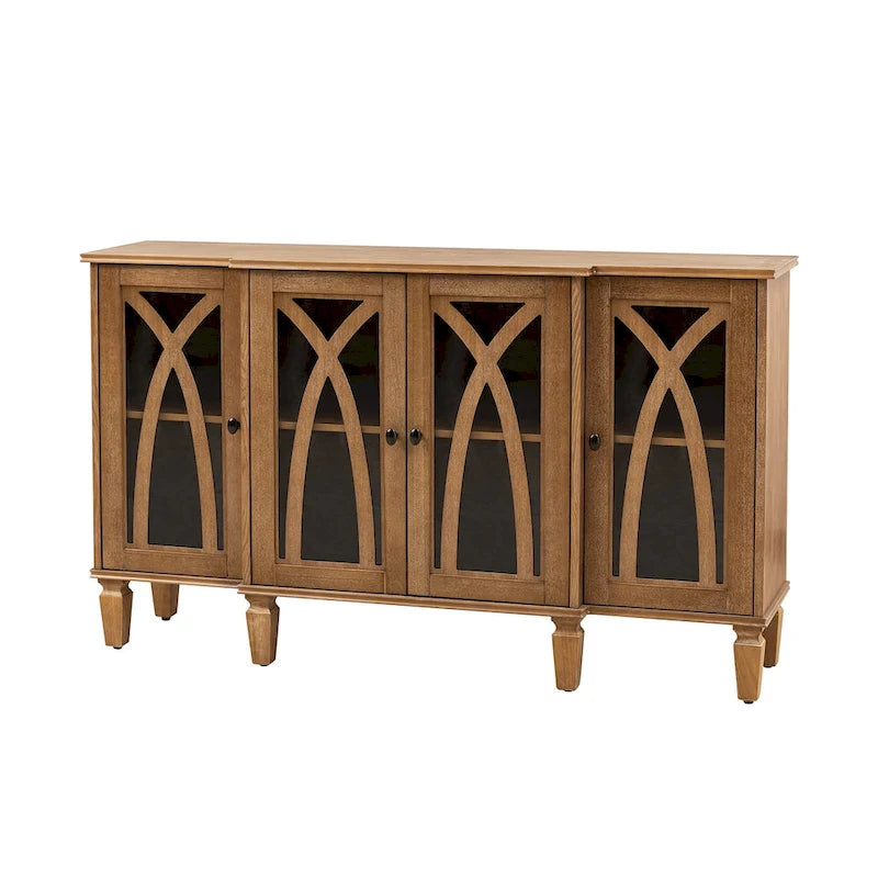 60-inch dressoir in landelijke stijl met glazen deuren