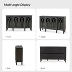 60-inch dressoir in landelijke stijl met glazen deuren