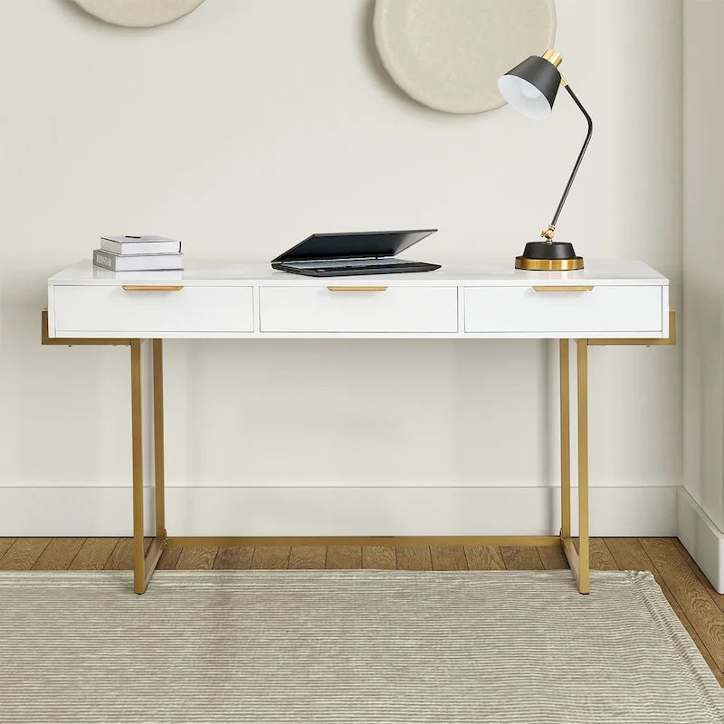 Modern bureau met 3 laden, USB-poorten en stopcontact