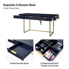 Modern bureau met 3 laden, USB-poorten en stopcontact