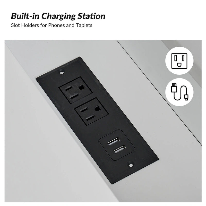 Modern bureau met 3 laden, USB-poorten en stopcontact