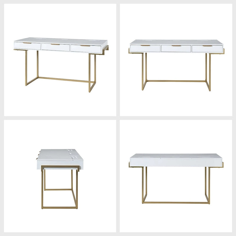 Modern bureau met 3 laden, USB-poorten en stopcontact