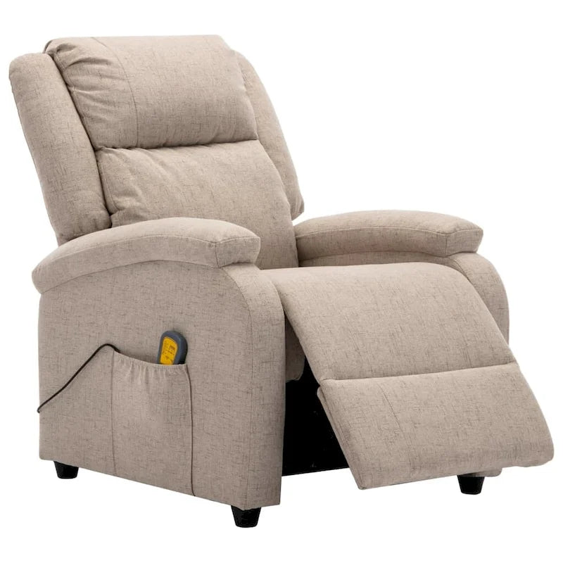 Massagestoel met Trilfunctie – Crèmekleurige Stof