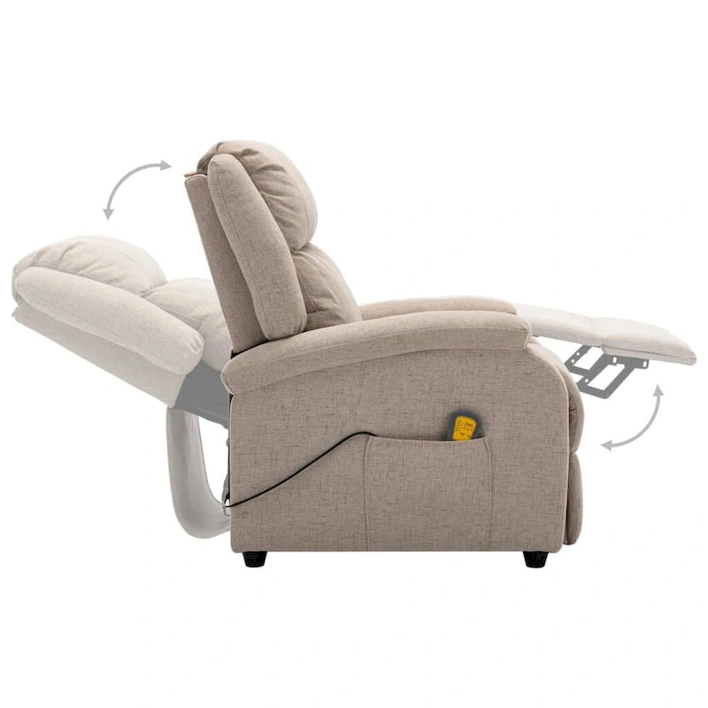 Massagestoel met Trilfunctie – Crèmekleurige Stof