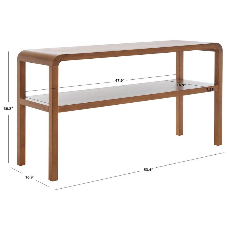 2-laags consoletafel met massief houten frame