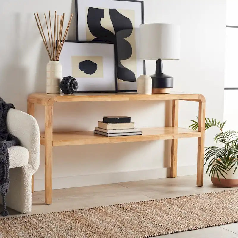 2-laags consoletafel met massief houten frame