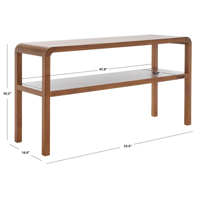 2-laags consoletafel met massief houten frame