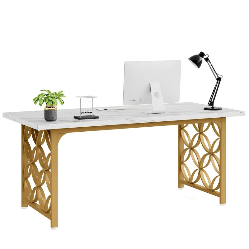 63-inch computerbureau met metalen frame, schrijfbureau voor thuiskantoor