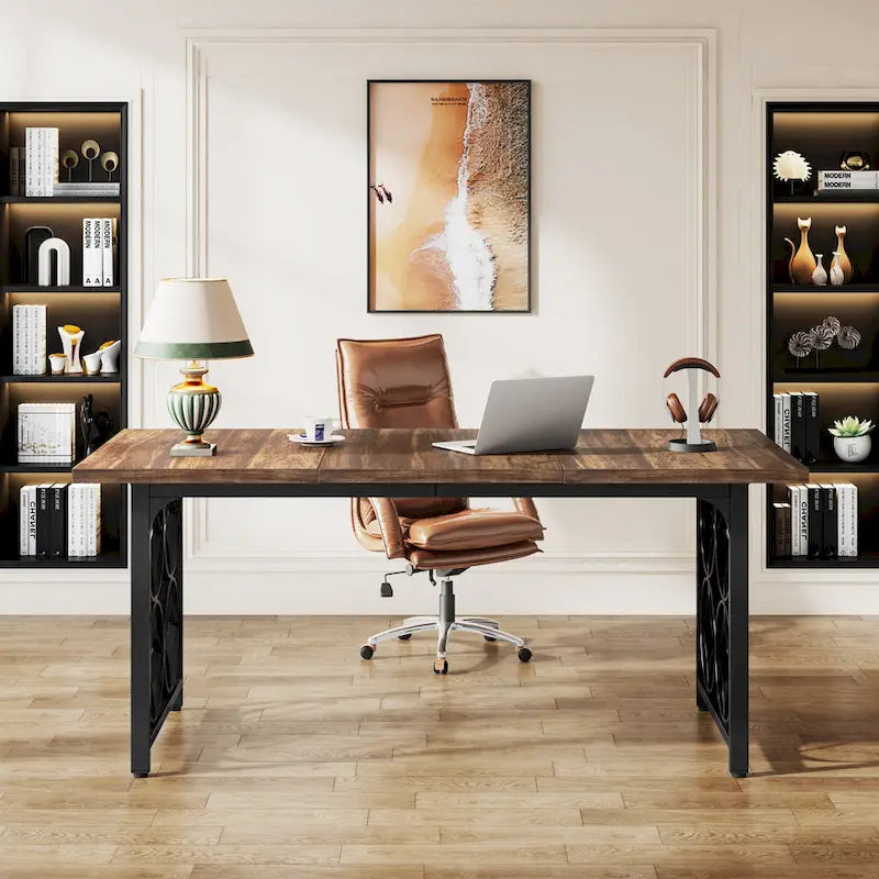 63-inch computerbureau met metalen frame, schrijfbureau voor thuiskantoor