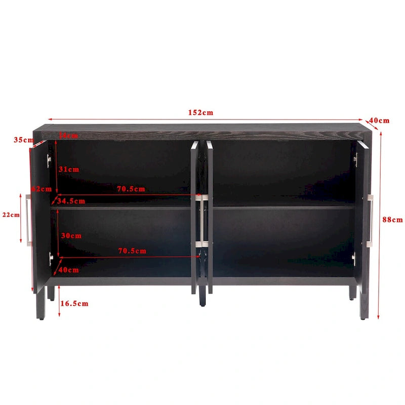 Dressoir met 4 deuren en verstelbare planken
