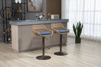 Set of 2 Swivel Upholstered Adjustable Counter Height Bar Stools With Footrest