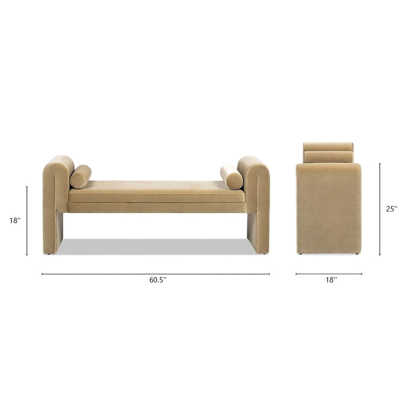 60,5" Gestoffeerde gangbank met gebogen armleuning