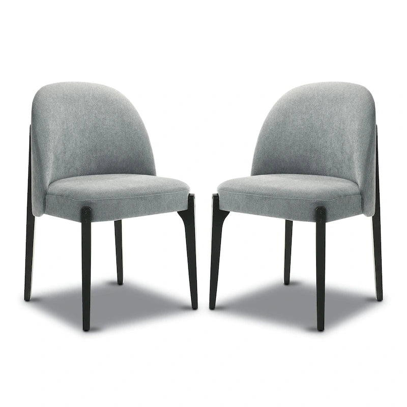 Eetkamerstoel (Set van 2) - Stoffen Bekleding met Massief Houten Poten