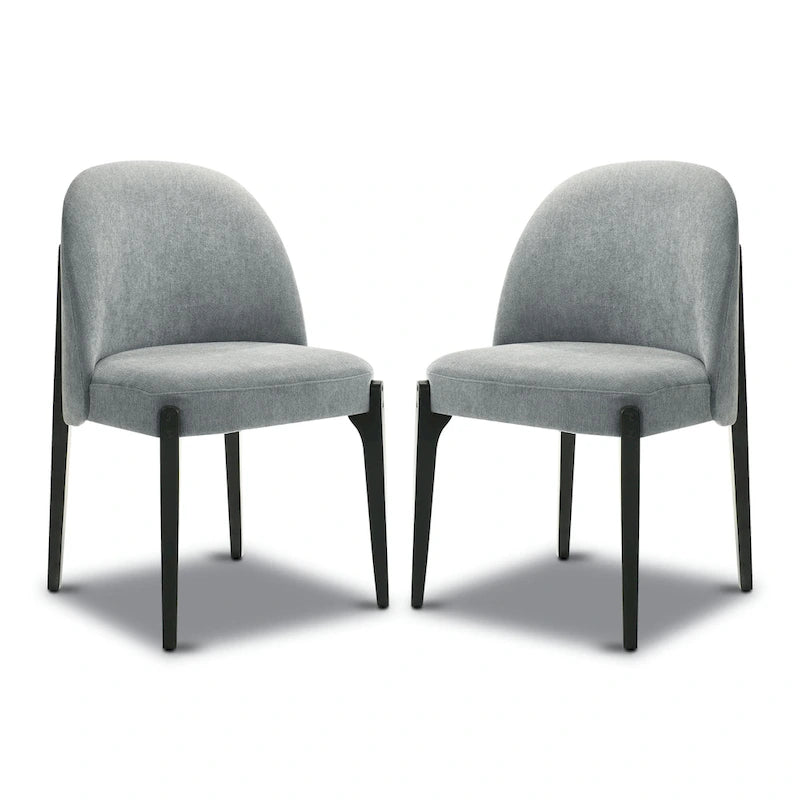 Eetkamerstoel (Set van 2) - Stoffen Bekleding met Massief Houten Poten