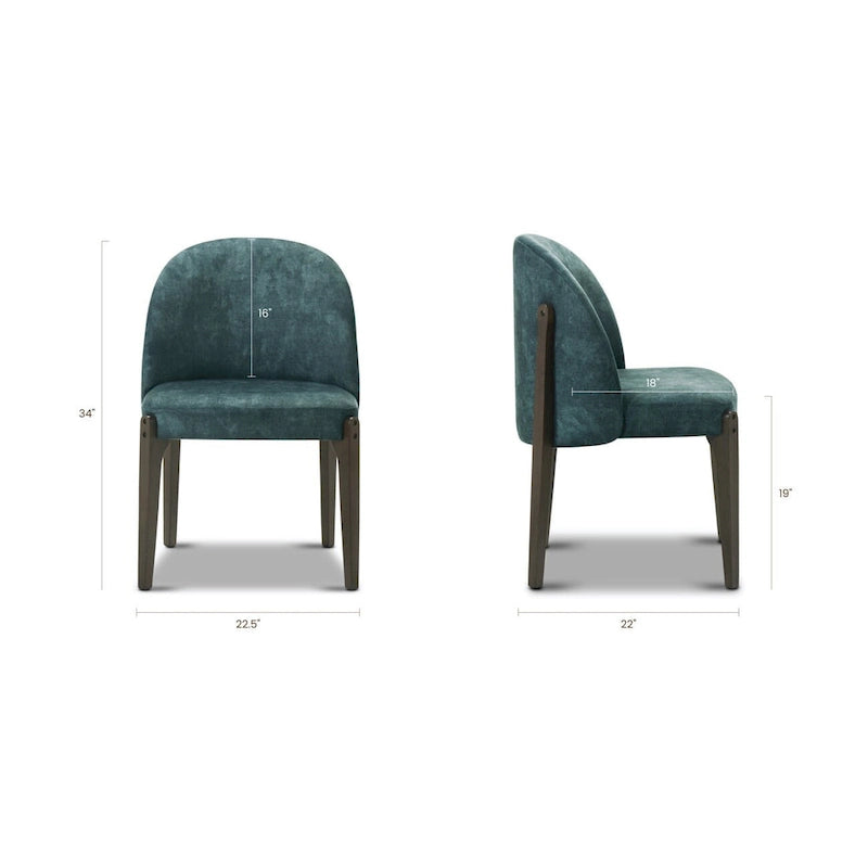 Eetkamerstoel (Set van 2) - Stoffen Bekleding met Massief Houten Poten