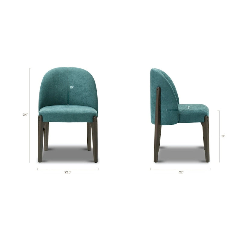 Eetkamerstoel (Set van 2) - Stoffen Bekleding met Massief Houten Poten
