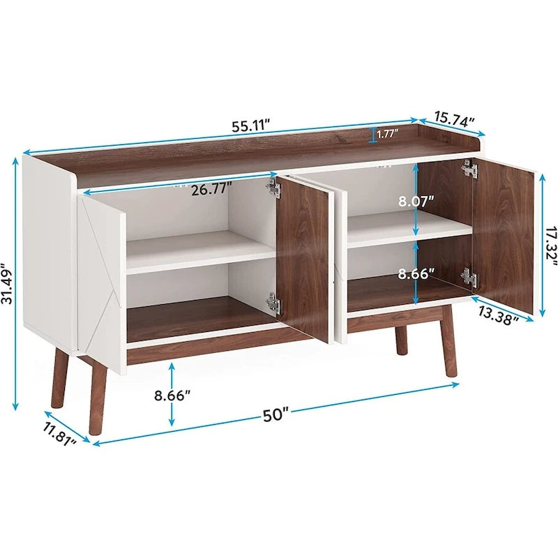 55-inch dressoir met opbergruimte en deuren