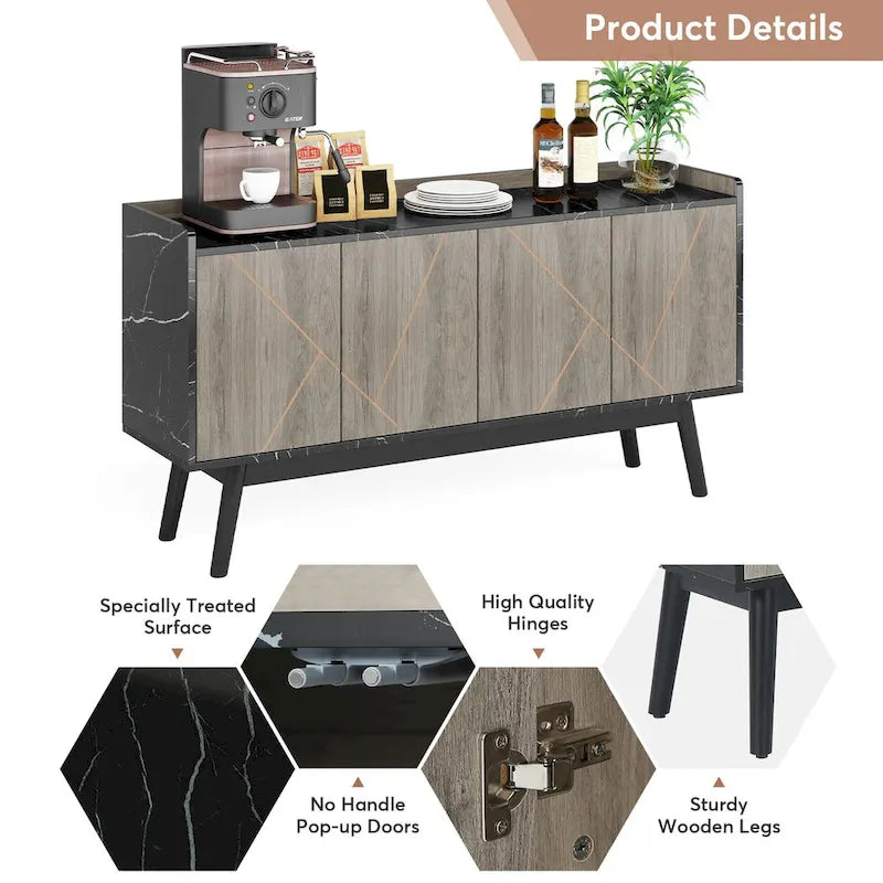 55-inch dressoir met opbergruimte en deuren