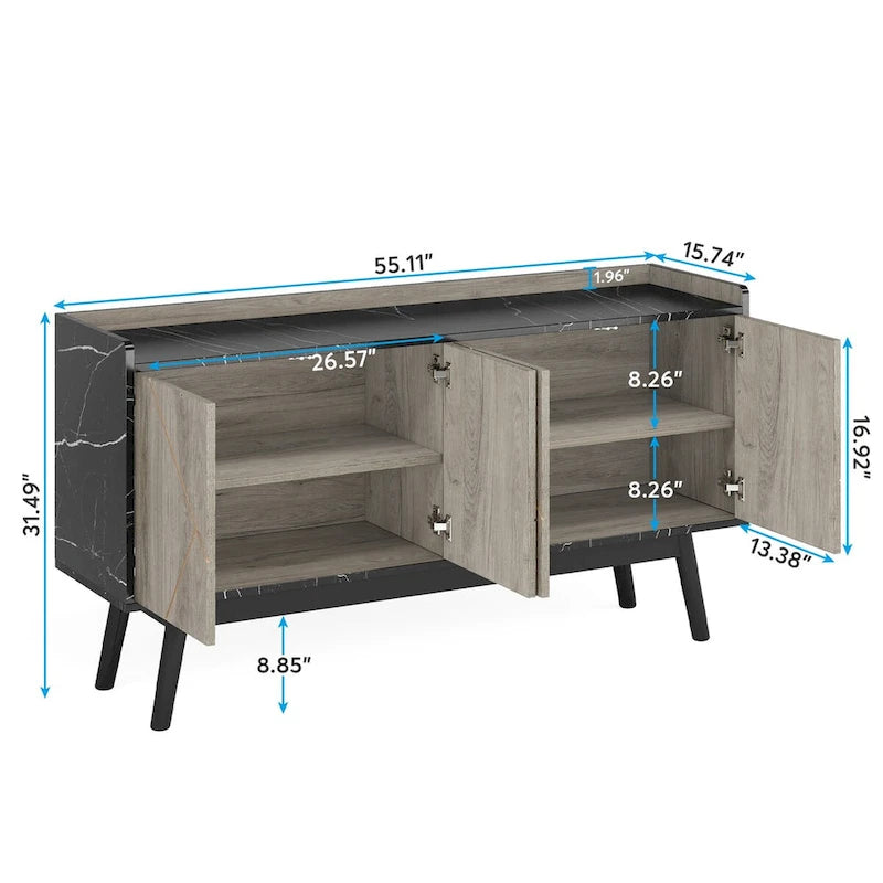 55-inch dressoir met opbergruimte en deuren