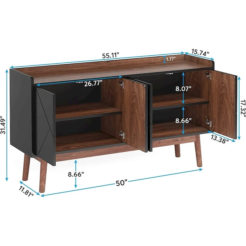 55-inch dressoir met opbergruimte en deuren