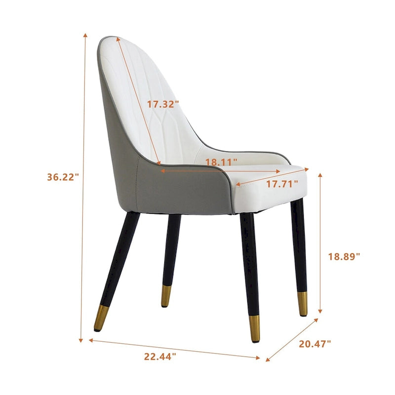Set van 2 PU lederen eetkamerstoelen met metalen poten