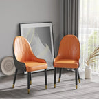 Set van 2 PU lederen eetkamerstoelen met metalen poten
