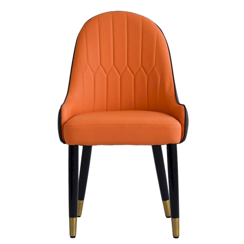 Set van 2 PU lederen eetkamerstoelen met metalen poten