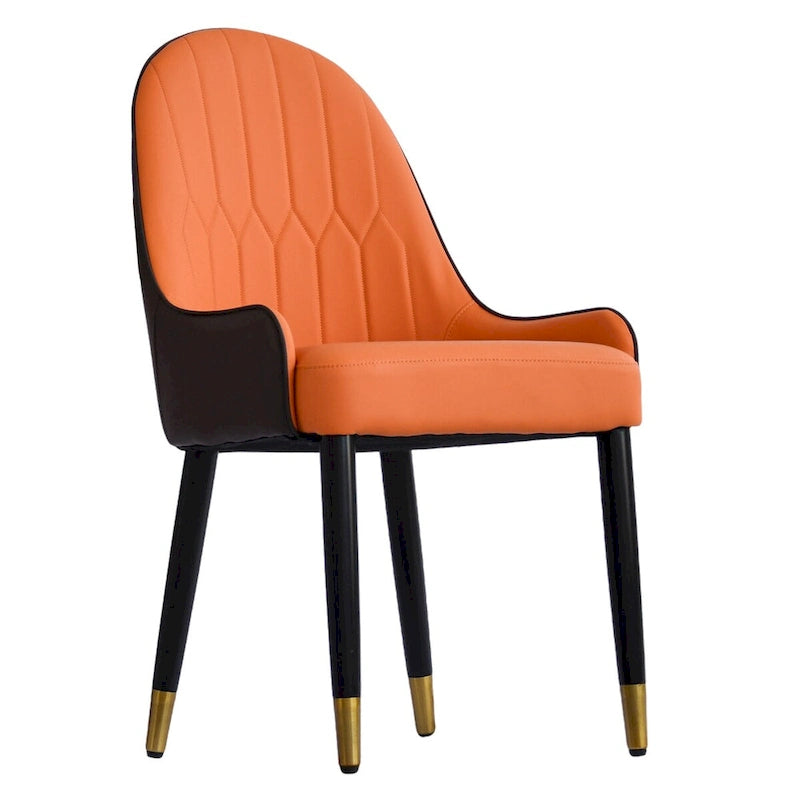 Set van 2 PU lederen eetkamerstoelen met metalen poten