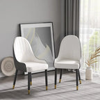 Set van 2 PU lederen eetkamerstoelen met metalen poten